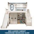 Kids Modren Bunk Bed with Bookcase and Wardrobe childrensterritory