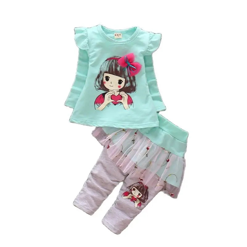 Baby Girls Cute Cartoon Print Sweatshirts + Pants Tracksuit Sets childrensterritory