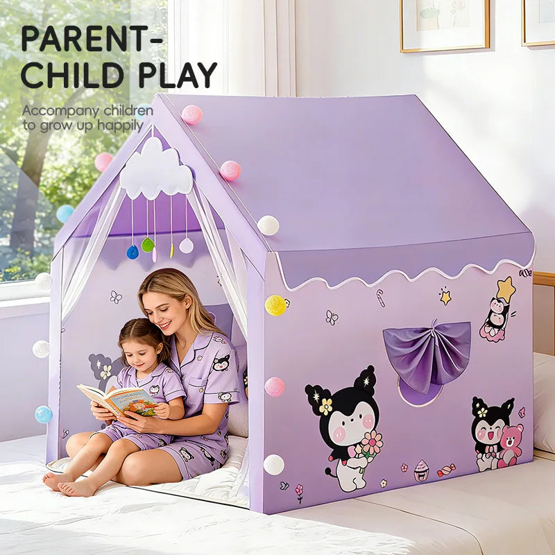 Kids Large Indoor Play Tent w/ Cotton Mat &amp; Longer Curtain