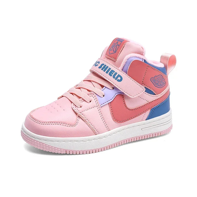 Warm Plush High-Top Kids Sports Sneakers