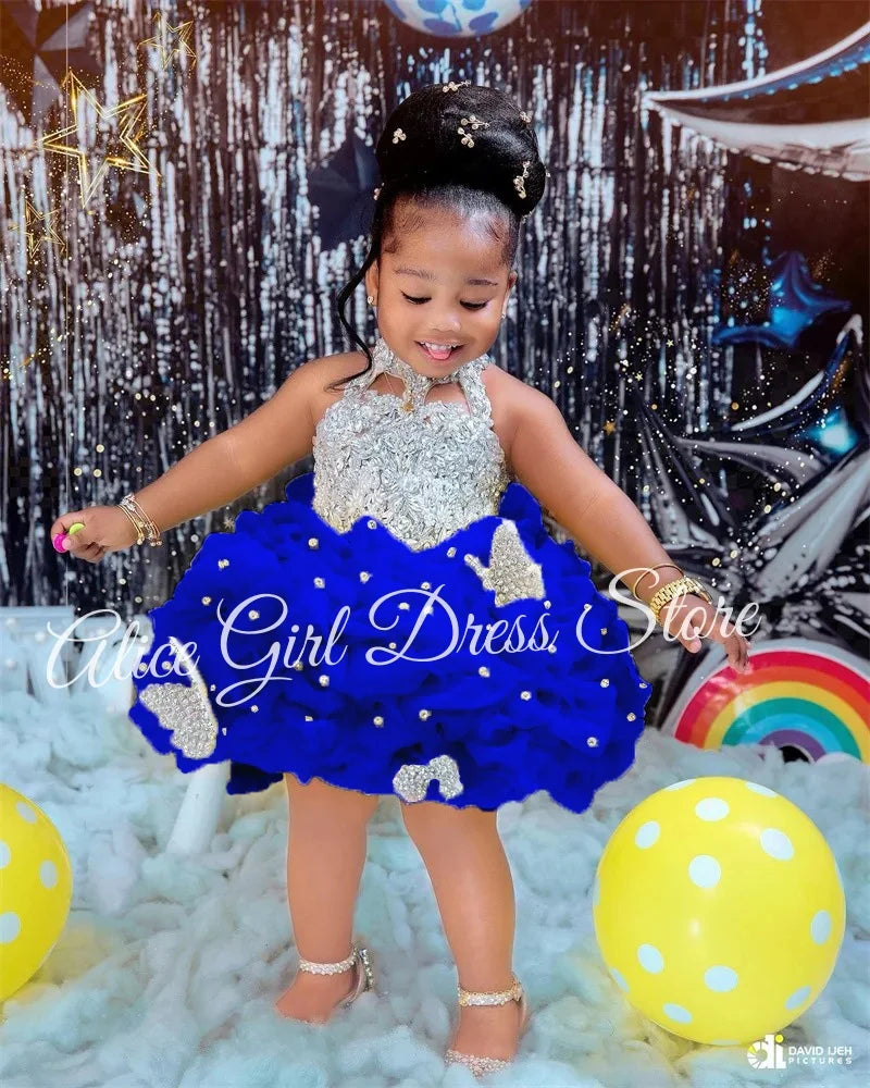 Sleeveless Flower Design Birthday Party Dresses childrensterritory