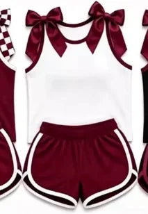 Kids Girls Stylish Bow Detail Sleeveless Top With Shorts