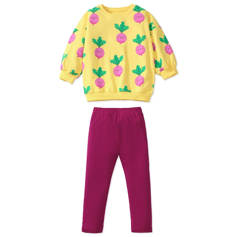 Girls Cartoon Radish Sweatshirt with Legging Clothing Set childrensterritory