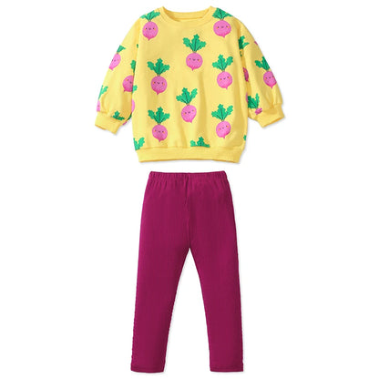 Girls Cartoon Radish Sweatshirt with Legging Clothing Set childrensterritory