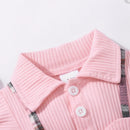 Newborn Girl Checkered Print Bow Dress for Summer childrensterritory