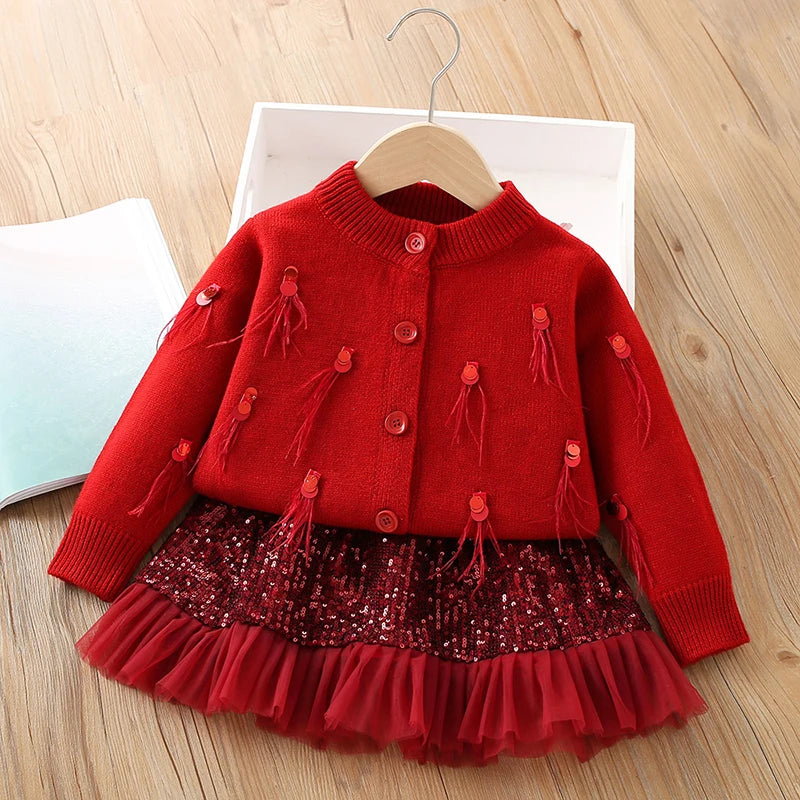 Girls Casual Winter Sweaters and Dresses Outfit Set childrensterritory