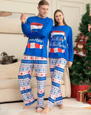 Letter Printed Christmas Family Pajamas Sets in Blue Color childrensterritory