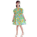 Casual Style Young Girls Floral Pattern Party Dress childrensterritory