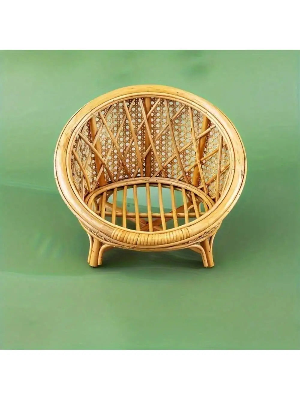 Vintage Handmade Wood Bamboo Basket Baby Photoshoot Prop childrensterritory