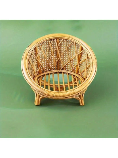 Vintage Handmade Wood Bamboo Basket Baby Photoshoot Prop childrensterritory