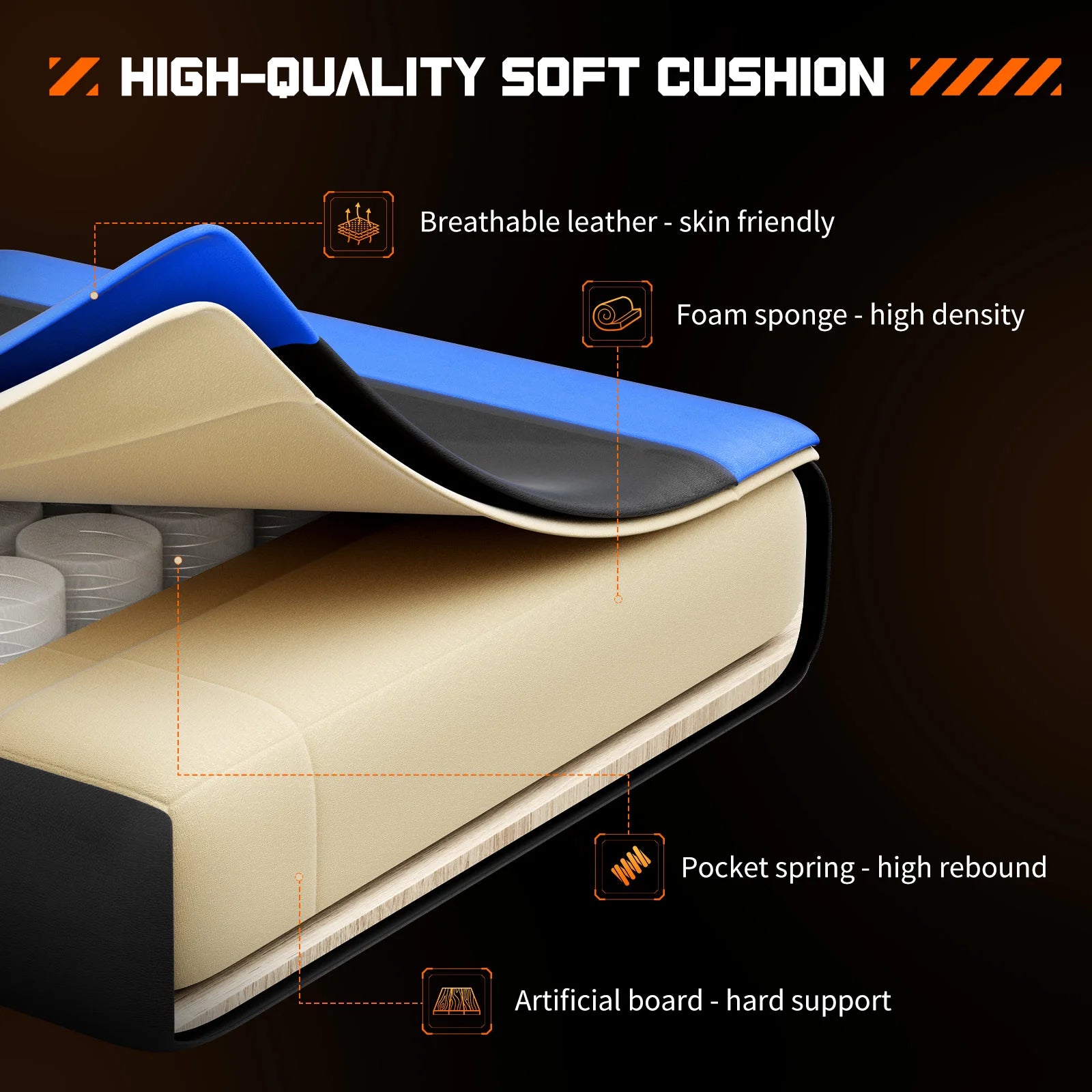 Adjustable Swivel Gaming Chair with Headrest and Spine Support childrensterritory