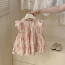 Floral Print Baby Girl Princess Dress With Bag for Summer childrensterritory