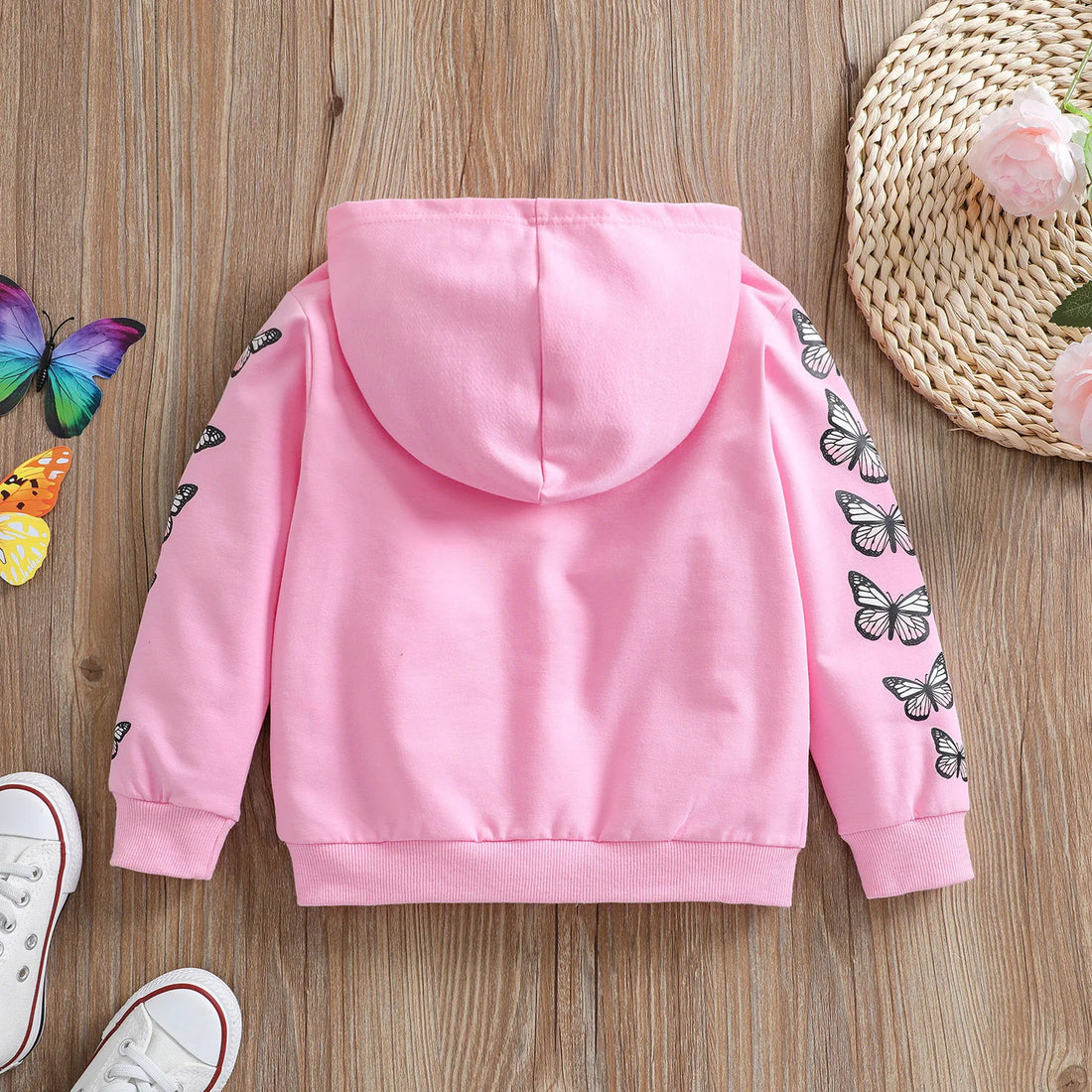 Toddler Girls Butterfly Design Hooded Cotton Sweater childrensterritory