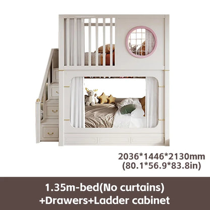 Solid Wooden Multifunctional Kids Bunk Beds with Ladder childrensterritory