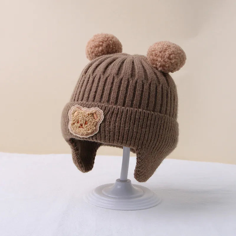 Cartoon Bear Ear Protection Knitted Hat for Toddler Boys Girls childrensterritory