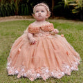 Butterfly Flowers Design Puffy Tulle Wedding Birthday Party Gowns childrensterritory