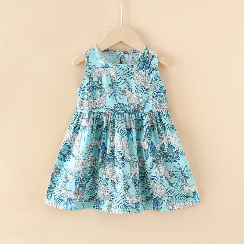 Kids Girls Cartoon Pattern Summer Party Dresses