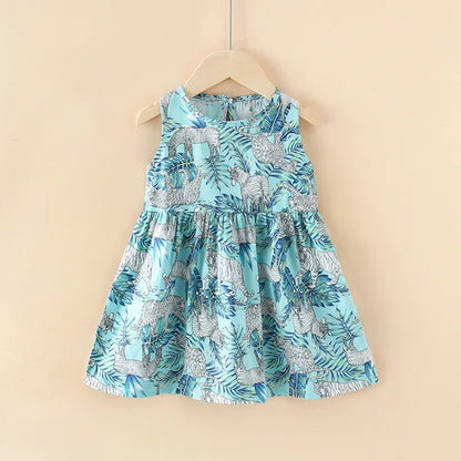 Kids Girls Cartoon Pattern Summer Party Dresses