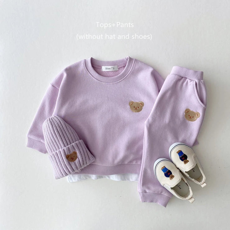 Bear Embroidery 2Pcs Boys Clothing Set