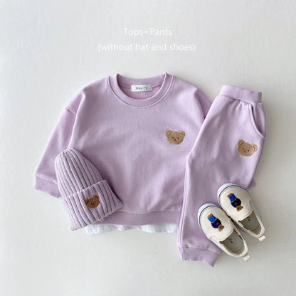 Bear Embroidery 2Pcs Boys Clothing Set