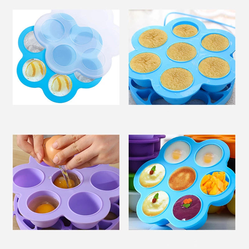 Multiportion Silicone Baby Food Storage Container with Clip-On Lid