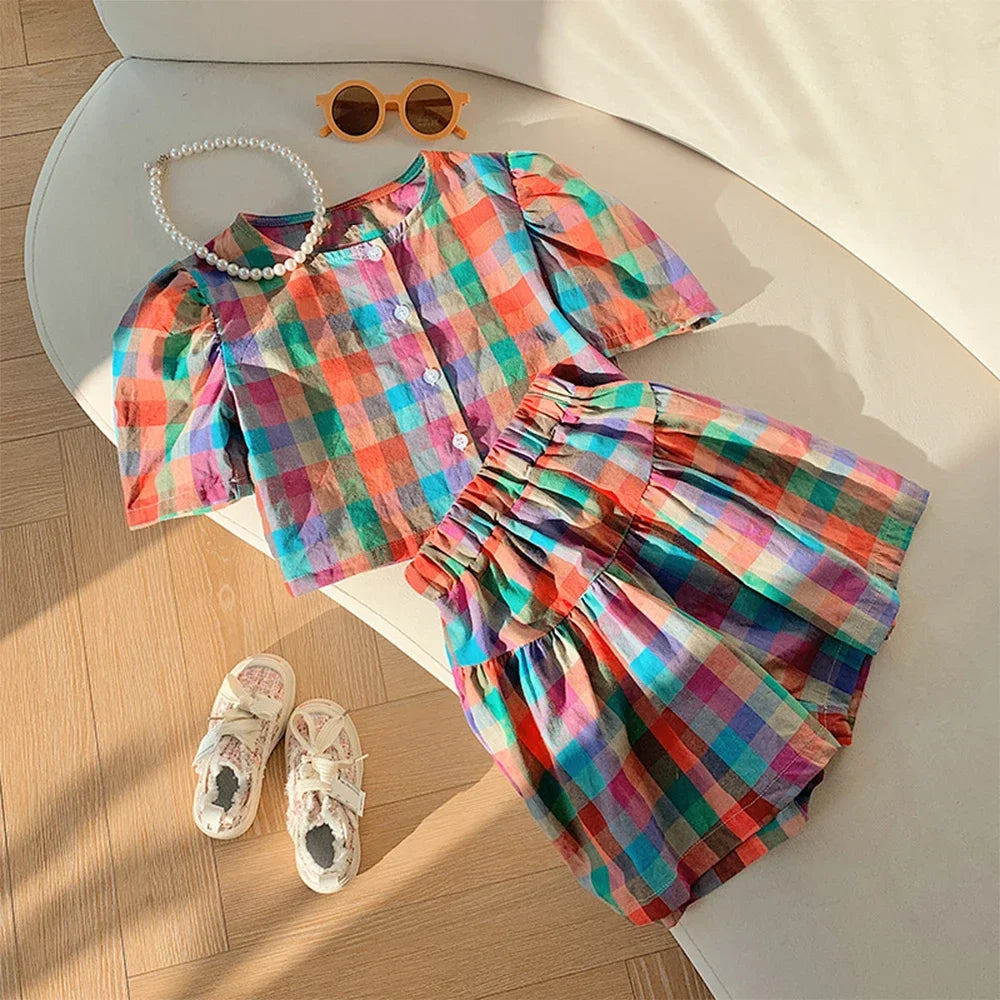 Kids Girls Cotton T-Shirt + Pant Summer 2 Piece Sets