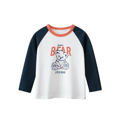 Trendy Boys Long Sleeve Bear Cartoon Design Cotton T-Shirts childrensterritory