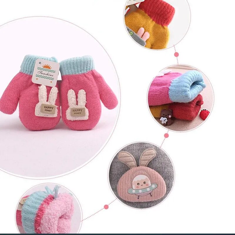 Cartoon Design Knitted Warm Gloves for Baby/Kids childrensterritory