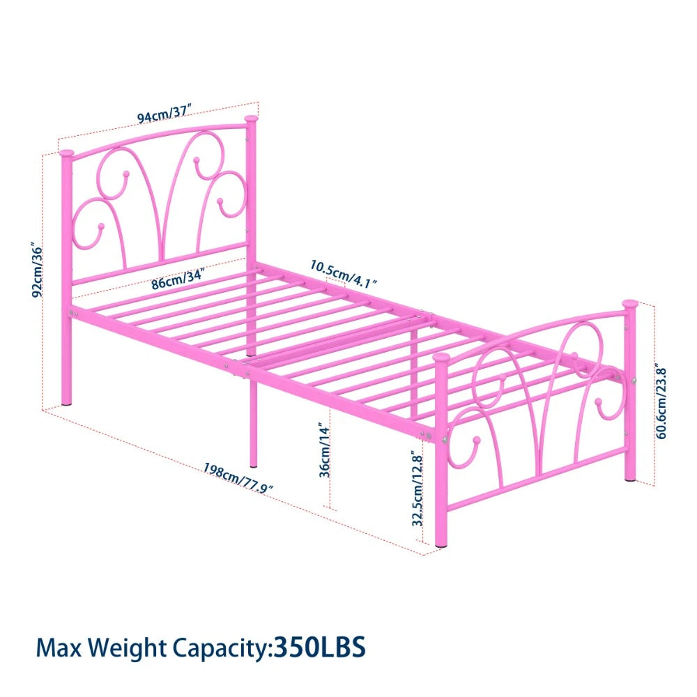 Adjustable Queen-Size Metal Platform Bed Frame With Headboard childrensterritory