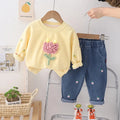 Flower Design Kids Casual Sweatshirt Two-Piece Suit childrensterritory