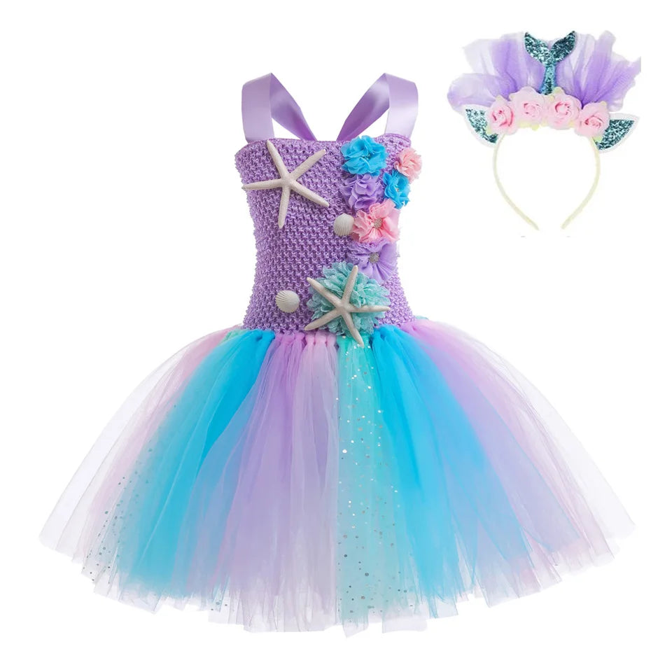 Girls Mermaid Style Tutu Princess Birthday/Halloween Party Dresses childrensterritory