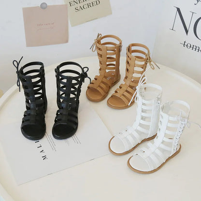 Kids Girls Roman Style High-top Gladiator Sandals