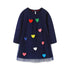 Kids Girls Hearts Applique Long Sleeves Party Dresses childrensterritory