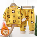 Baby/Kids Thick Warm Cartoon Print Pajamas Set