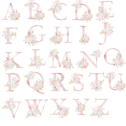 Baby Shower Gift: Customized Blush Gold Floral Bedding Set