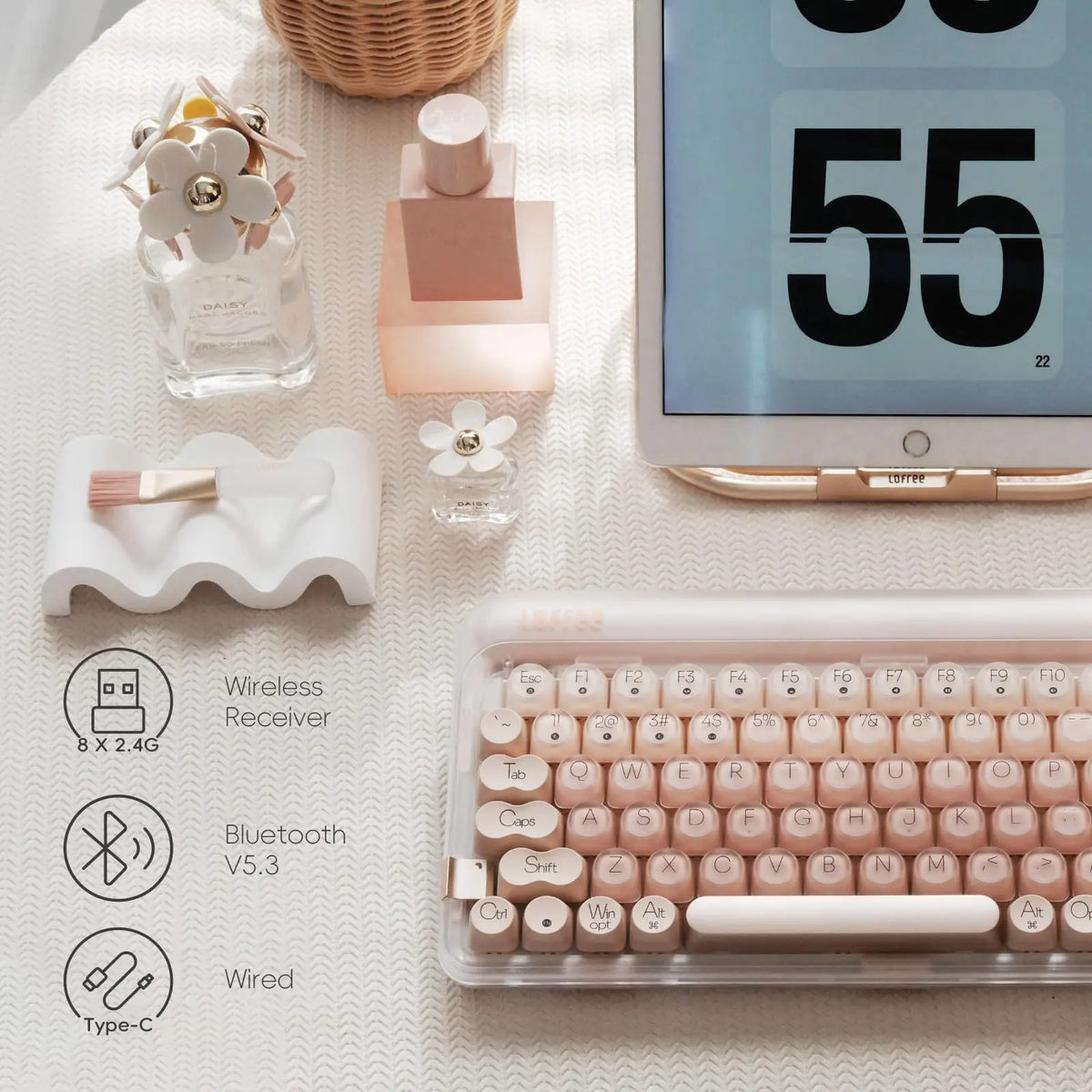 Mechanical OS/Pink Keyboards with Three Connection Types childrensterritory