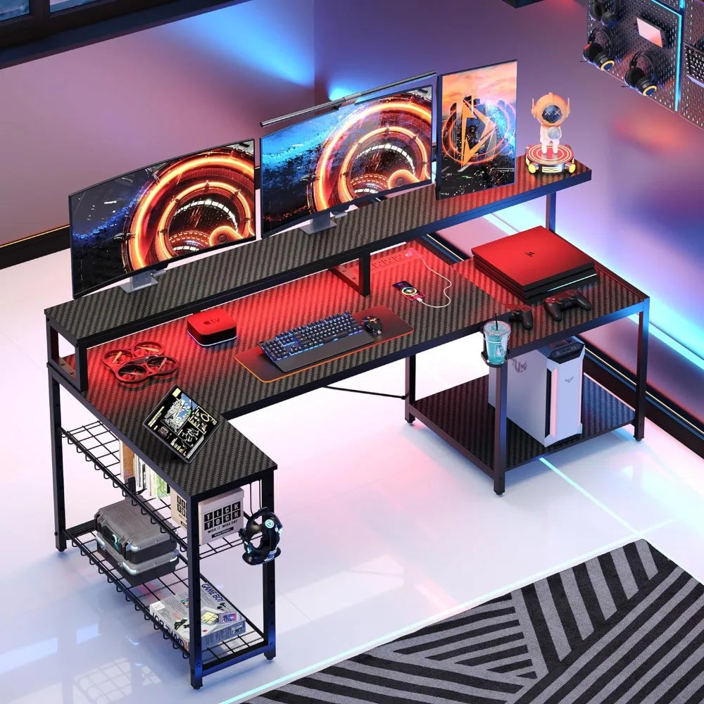 LED Computer Desk with Long Monitor Stand childrensterritory
