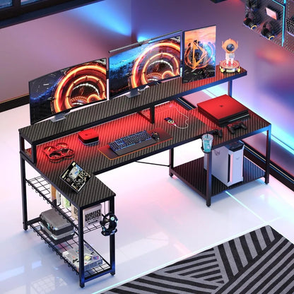 LED Computer Desk with Long Monitor Stand childrensterritory