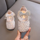 Single Pearl Shallow Kids Girls Bowknot Shoes