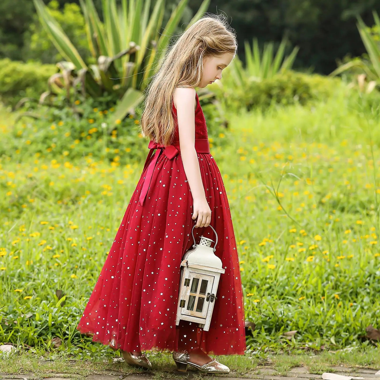 Kids Girls Puffy Sequin Embroidery Princess Party Dresses