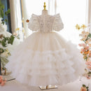Elegant Sequined Sparkling Tulle Tiered Ball Dress for Young Girls