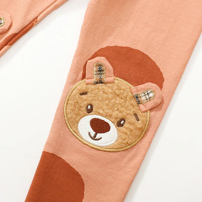 Little Girls Cartoon Bear Design T shirt+Pants Sets for Autumn childrensterritory