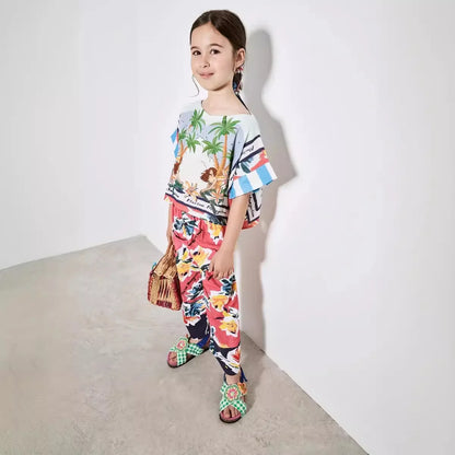 Kids Summer Cute Print T-shirts and Leggings Shorts Sets childrensterritory