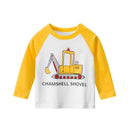 Cartoon Excavator Print Kids Boys Cotton T-shirts childrensterritory