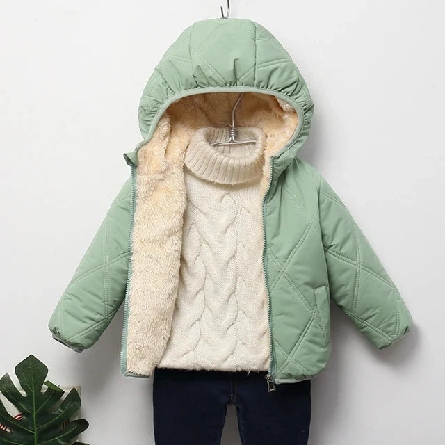 Kids' Solid-Colour Long-Sleeved Winter Jackets