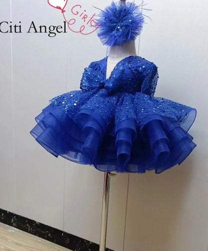 Baby/Kids Girls Sparkly Feather Birthday/Wedding Party Dresses