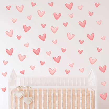 Waterproof Soft Pink Removable Heart Shape Wall Stickers