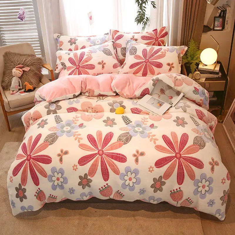 Flannel Fleece 1pc Winter Warm Duvet Cover for Kids Bed