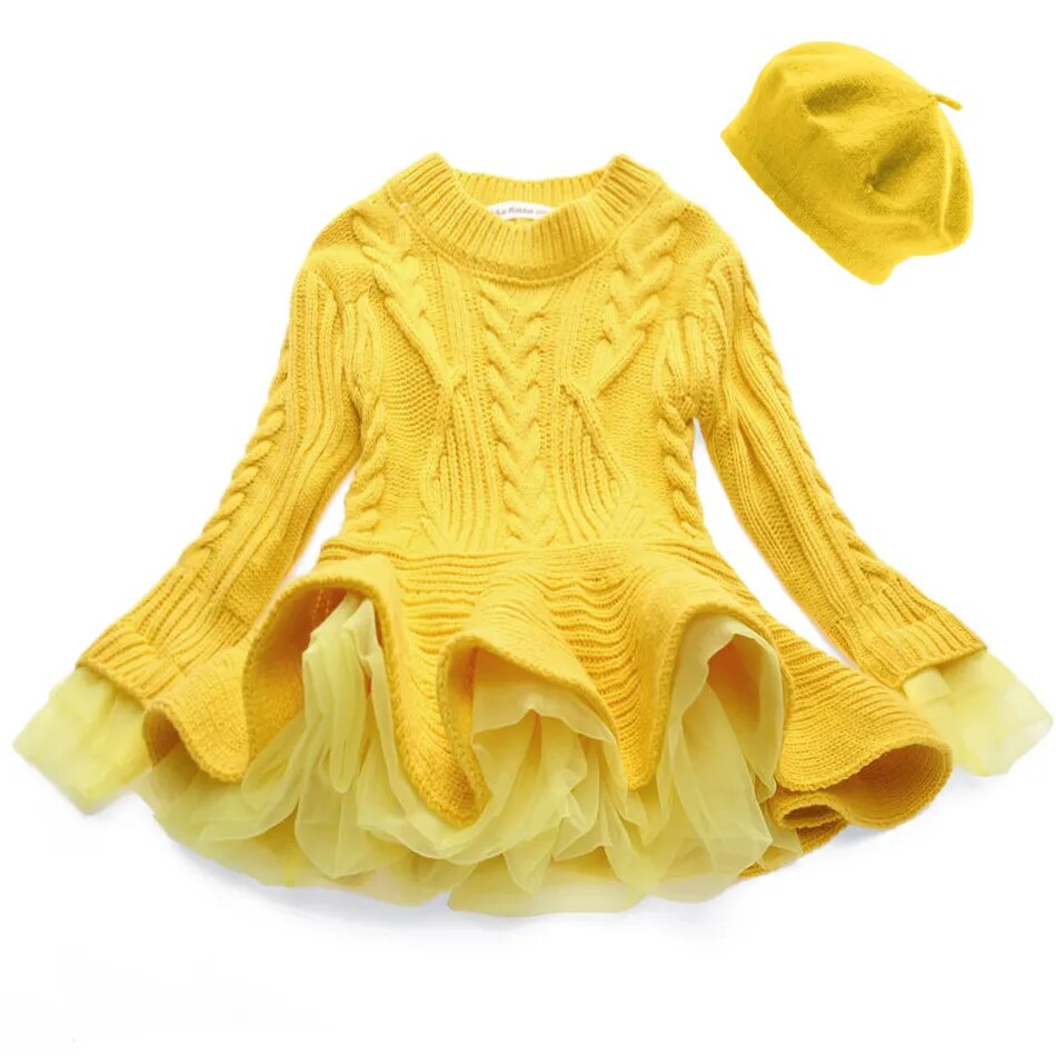 Kids Girls Ruffle Long Sleeve Warm Princess Dresses childrensterritory