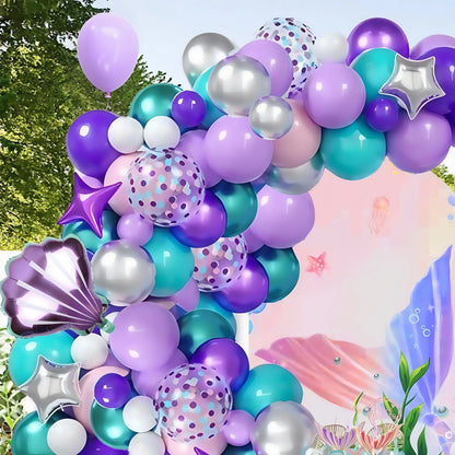 106Pcs Little Mermaid Theme Party Balloon Arch Decorations